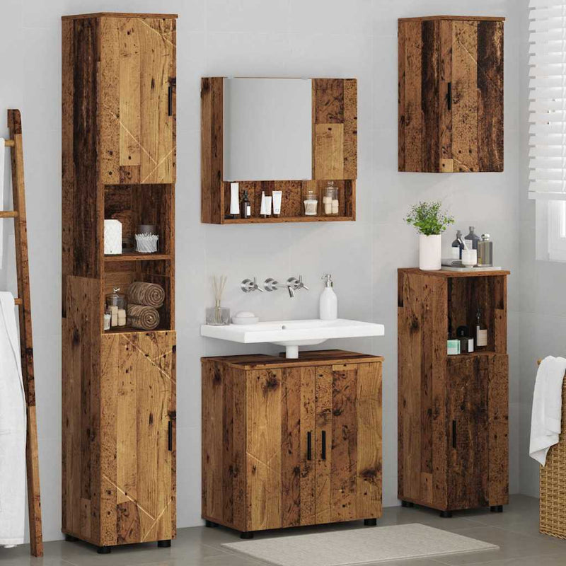 vidaXL Fürdőszoba bútor szett 5 pcs Régi fa 61 x 35 x 64 cm Faanyag
