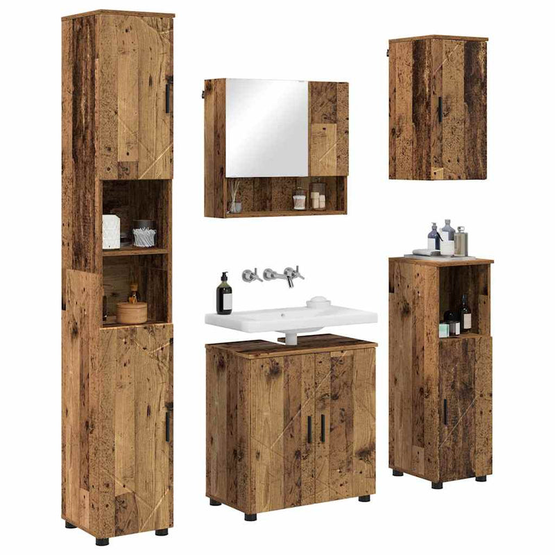 vidaXL Fürdőszoba bútor szett 5 pcs Régi fa 61 x 35 x 64 cm Faanyag