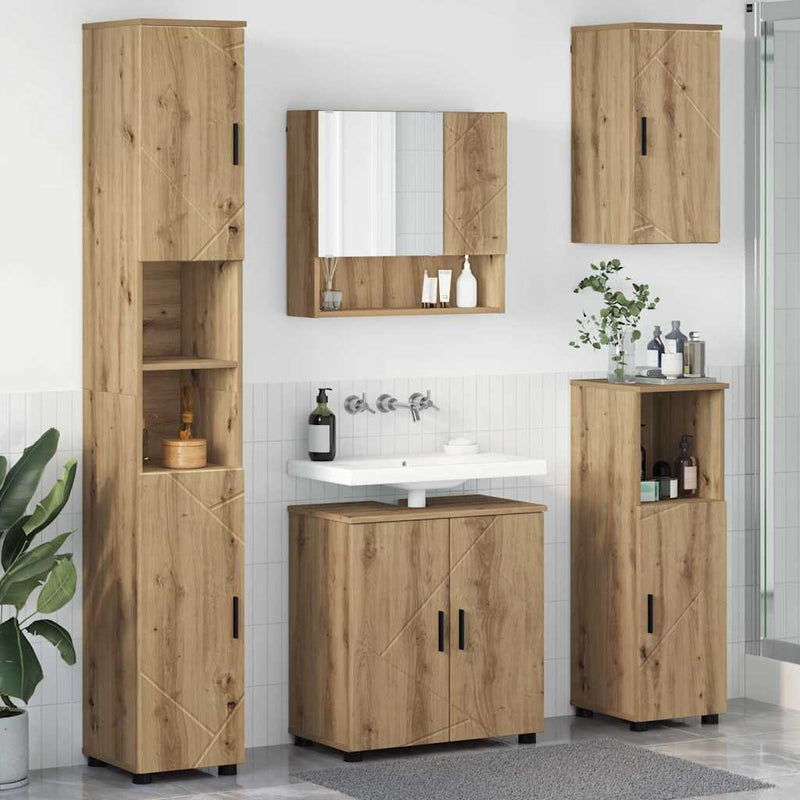 vidaXL Fürdőszoba bútor szett 5 pcs kézműves tölgy 61 x 35 x 64 cm