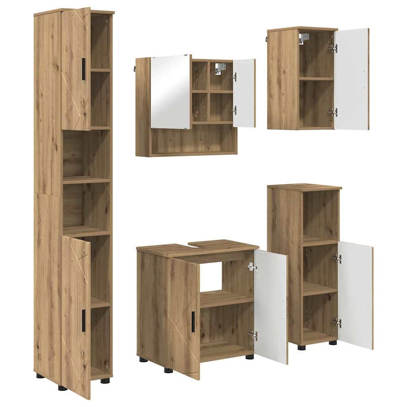 vidaXL Fürdőszoba bútor szett 5 pcs kézműves tölgy 61 x 35 x 64 cm
