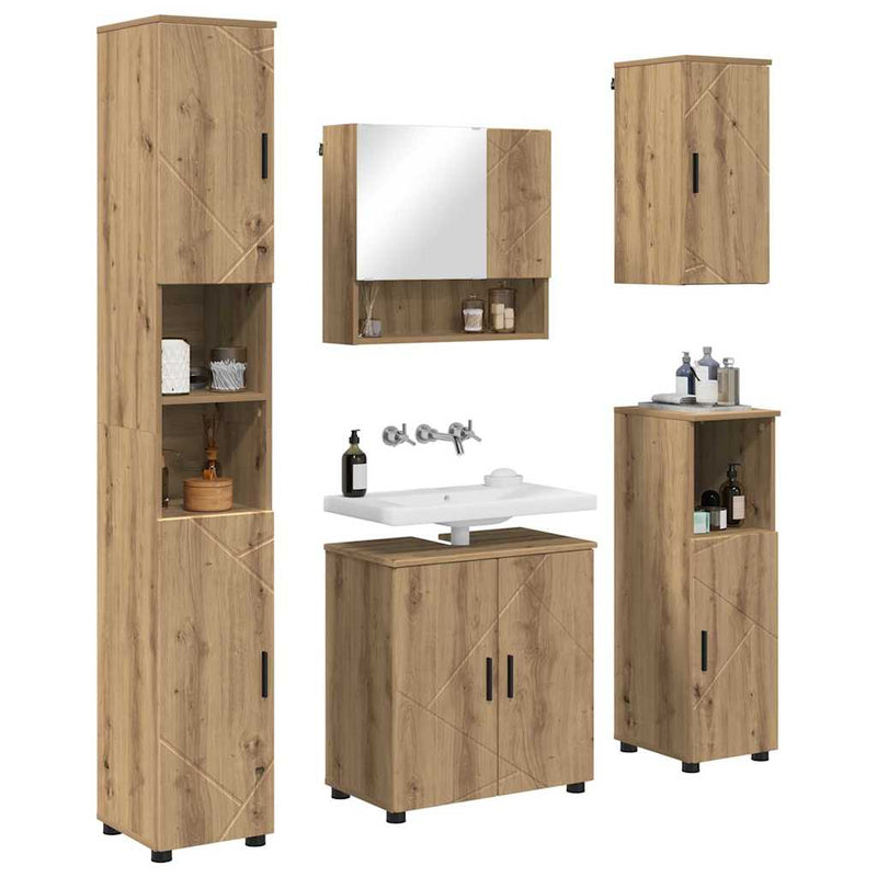 vidaXL Fürdőszoba bútor szett 5 pcs kézműves tölgy 61 x 35 x 64 cm