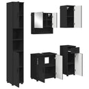 vidaXL Fürdőszoba bútor szett fiókkal 5 pcs Fekete Faanyag & Fém