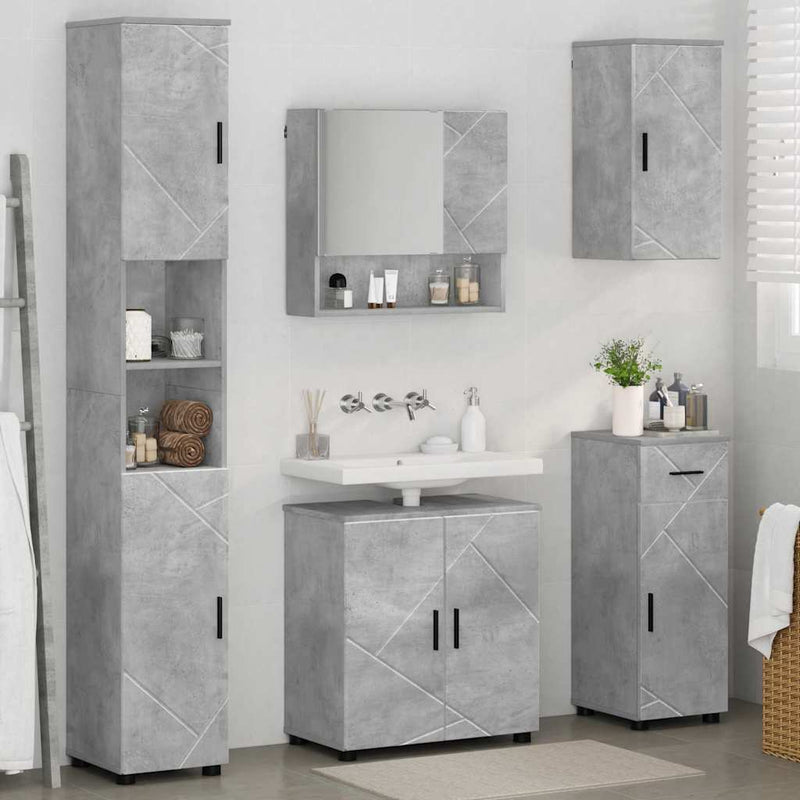 vidaXL Fürdőszoba bútor szett 5 pcs Beton szürke 61 x 35 x 64 cm