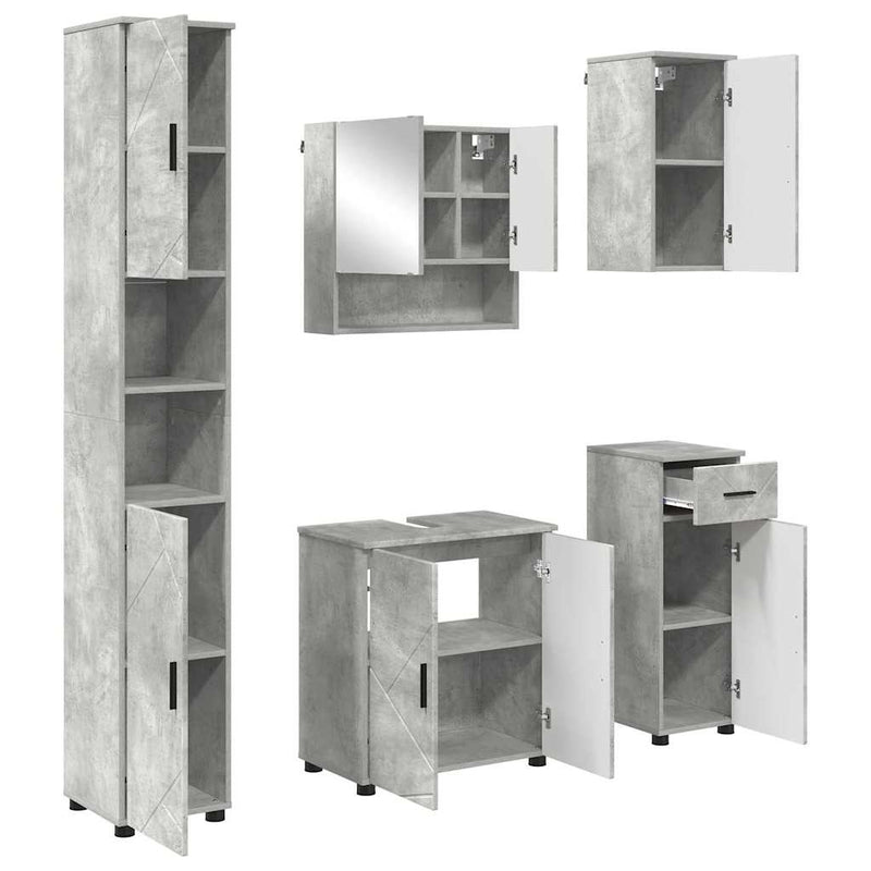 vidaXL Fürdőszoba bútor szett 5 pcs Beton szürke 61 x 35 x 64 cm