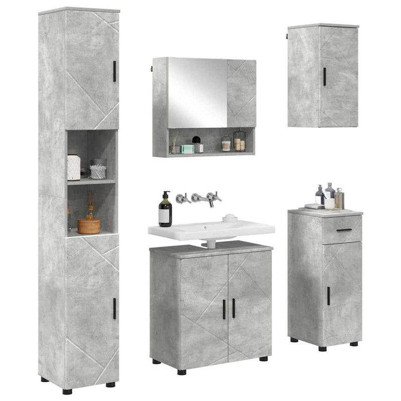 vidaXL Fürdőszoba bútor szett 5 pcs Beton szürke 61 x 35 x 64 cm