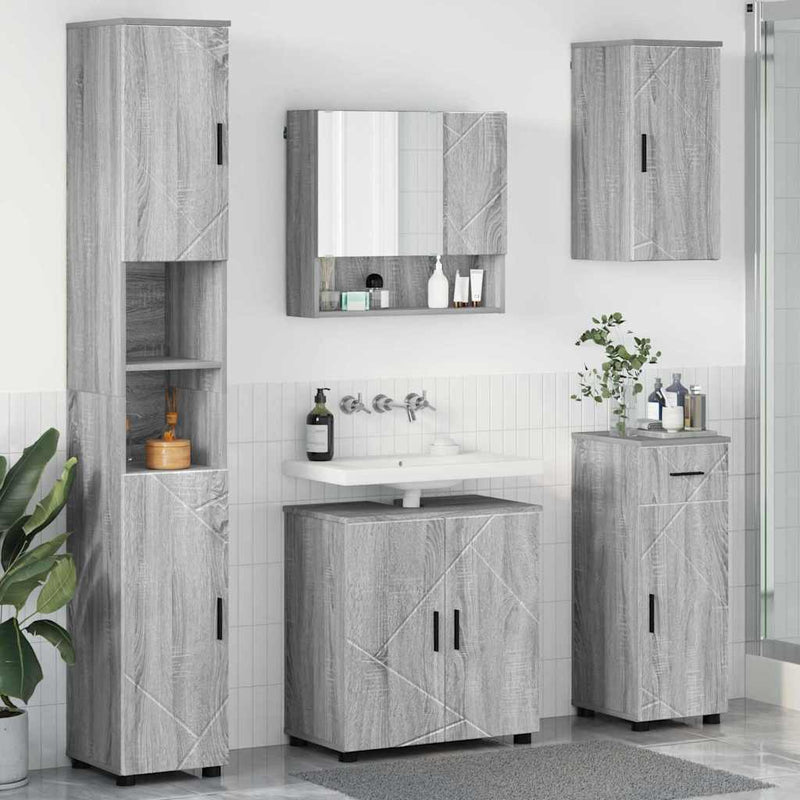 vidaXL Fürdőszoba bútor szett 5 pcs Szürke sonoma 61 x 35 x 64 cm