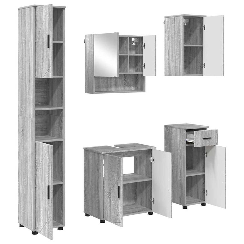 vidaXL Fürdőszoba bútor szett 5 pcs Szürke sonoma 61 x 35 x 64 cm