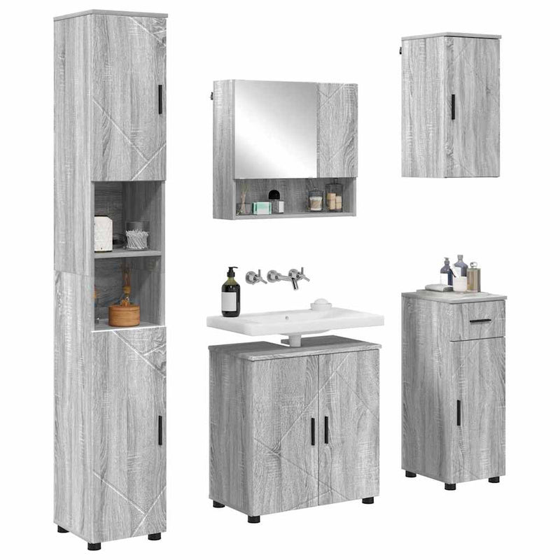 vidaXL Fürdőszoba bútor szett 5 pcs Szürke sonoma 61 x 35 x 64 cm
