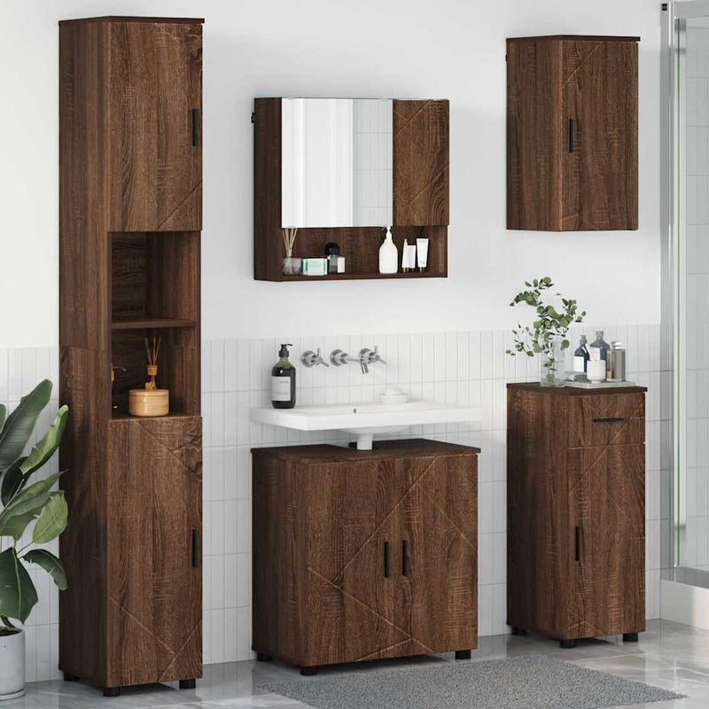 vidaXL Fürdőszoba bútor szett 5 pcs barna tölgy 61 x 35 x 64 cm