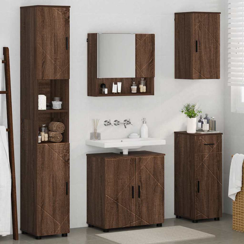 vidaXL Fürdőszoba bútor szett 5 pcs barna tölgy 61 x 35 x 64 cm