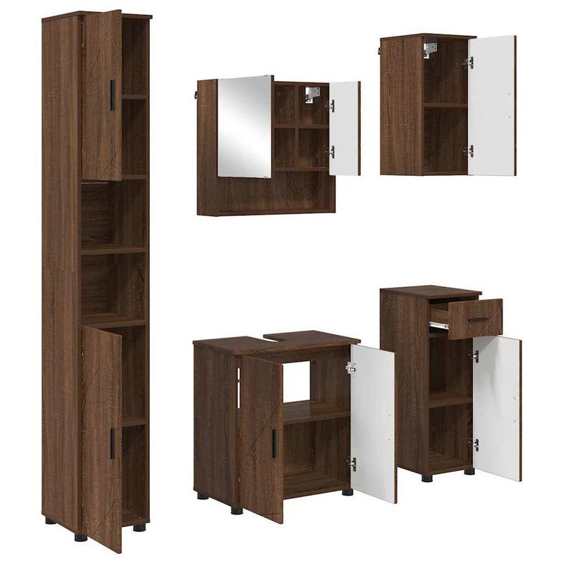 vidaXL Fürdőszoba bútor szett 5 pcs barna tölgy 61 x 35 x 64 cm