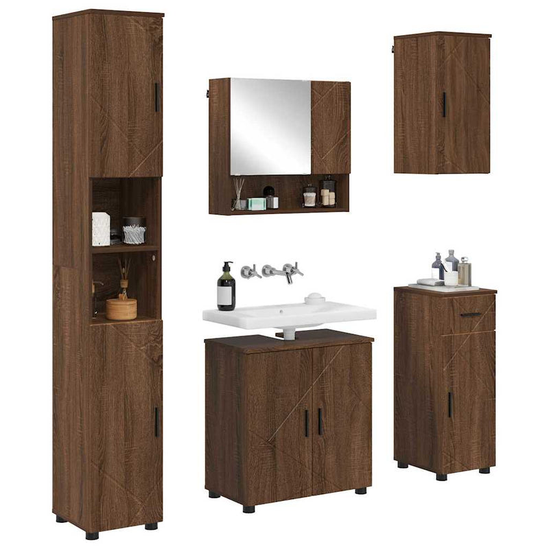 vidaXL Fürdőszoba bútor szett 5 pcs barna tölgy 61 x 35 x 64 cm