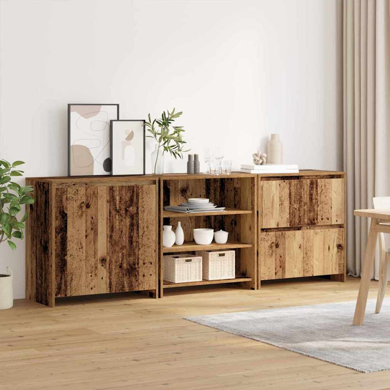 vidaXL Oldalszekrények 3 pcs Régi fa 70 x 41 x 75 cm Faanyag
