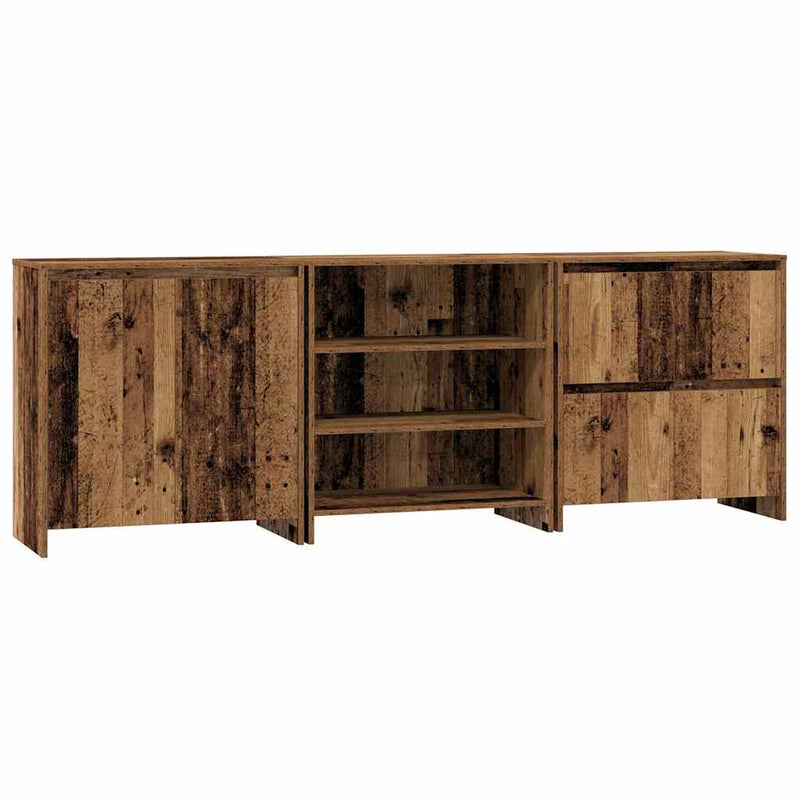 vidaXL Oldalszekrények 3 pcs Régi fa 70 x 41 x 75 cm Faanyag