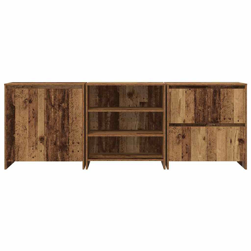 vidaXL Oldalszekrények 3 pcs Régi fa 70 x 41 x 75 cm Faanyag