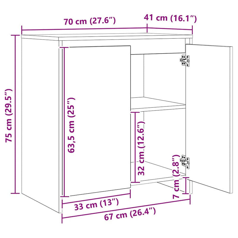 vidaXL Oldalszekrények 3 pcs Régi fa 70 x 41 x 75 cm Faanyag