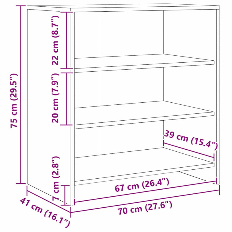 vidaXL Oldalszekrények 3 pcs Régi fa 70 x 41 x 75 cm Faanyag