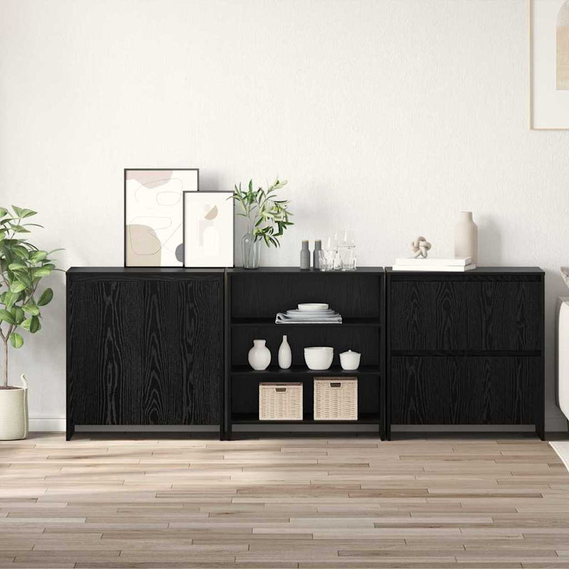 vidaXL Széf 3 pcs Musta tammi 70 x 41 x 75 cm Faanyag
