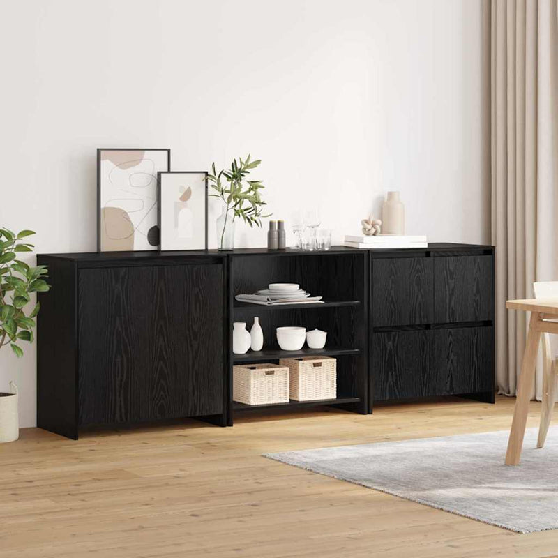 vidaXL Széf 3 pcs Musta tammi 70 x 41 x 75 cm Faanyag