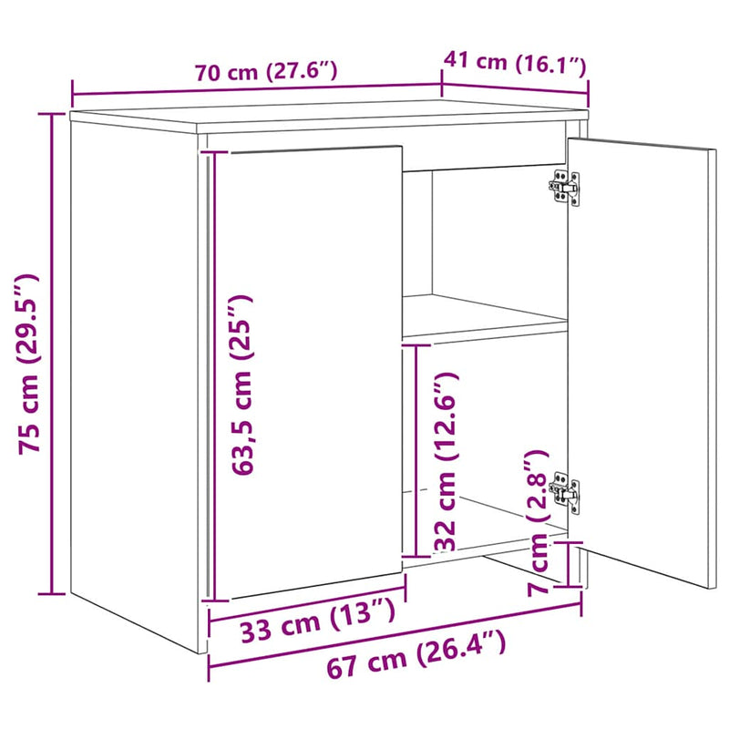 vidaXL Széf 3 pcs Musta tammi 70 x 41 x 75 cm Faanyag