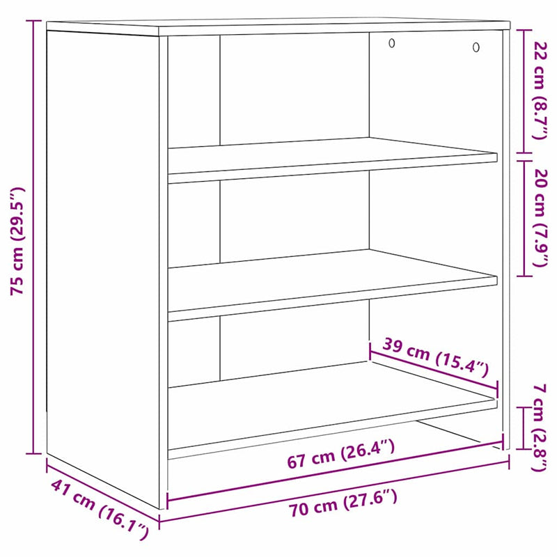 vidaXL Széf 3 pcs Musta tammi 70 x 41 x 75 cm Faanyag