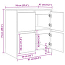 vidaXL Széf 2 pcs Fekete tölgy 70 x 41 x 75 cm Faanyag