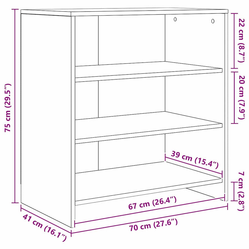 vidaXL Oldalszekrények 2 pcs kézműves tölgy 70 x 41 x 75 cm Faanyag