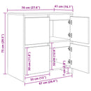 vidaXL Oldalszekrények 2 pcs Musta tammi 70 x 41 x 75 cm Faanyag