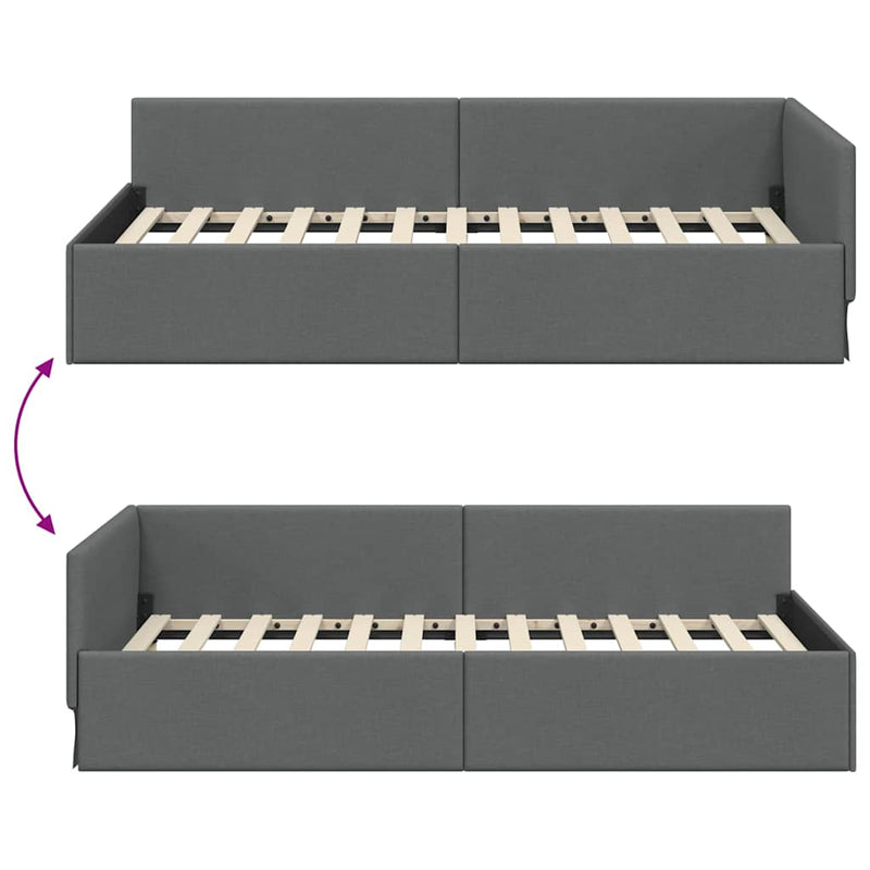 vidaXL Sarokágy keret Sötétszürke 80 x 200 cm Szövet és Mérnöki Fa