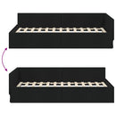 vidaXL Sarokágy keret fejtámlával Fekete 80 cm x 200 cm szövet