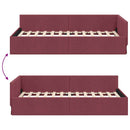 vidaXL Sarokágy keret fejtámlával Bordó 80 cm x 200 cm szövet
