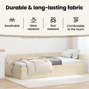vidaXL Sarokágy keret fejtámlával Krém 80 cm x 200 cm szövet