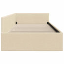 vidaXL Sarokágy keret Krém 80 x 200 cm Szövet és Mérnöki Fa