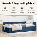 vidaXL Sarokágy keret fejtámlával Kék 80 cm x 200 cm szövet