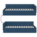 vidaXL Sarokágy keret fejtámlával Kék 80 cm x 200 cm szövet