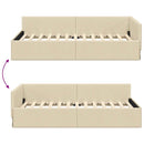 vidaXL Sarokágy keret Krém 90 x 190 cm Szövet és Mérnöki Fa