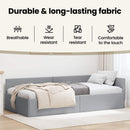 vidaXL Sarokágy keret fejtámlával Világosszürke 90 cm x 200 cm szövet
