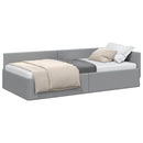 vidaXL Sarokágy keret fejtámlával Világosszürke 90 cm x 200 cm szövet