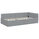 vidaXL Sarokágy keret fejtámlával Világosszürke 90 cm x 200 cm szövet