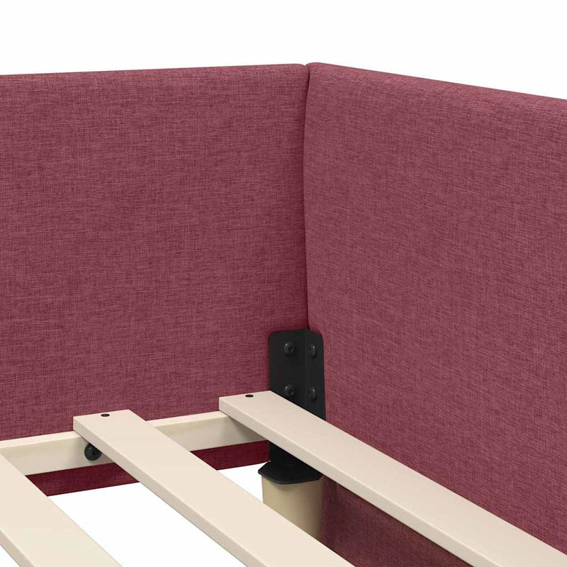 vidaXL Sarokágy keret bordó 90 x 200 cm Szövet és Mérnöki Fa