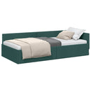 vidaXL Sarokágy keret fejtámlával Sötétzöld 90 cm x 200 cm szövet