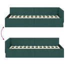 vidaXL Sarokágy keret fejtámlával Sötétzöld 90 cm x 200 cm szövet