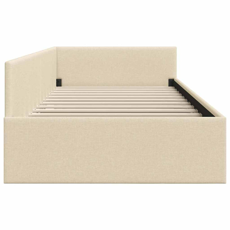 vidaXL Sarokágy keret Krém 90 x 200 cm Szövet és Mérnöki Fa