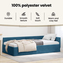 vidaXL Sarokágy keret fejtámlával Kék 80 cm x 200 cm Bársony