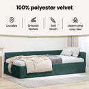 vidaXL Sarokágy keret fejtámlával Sötétzöld 80 cm x 200 cm Bársony