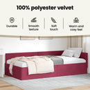 vidaXL Sarokágy keret fejtámlával Bordó 80 cm x 200 cm Bársony
