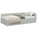 vidaXL Sarokágy keret fejtámlával Világosszürke 90 cm x 190 cm Bársony