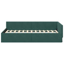 vidaXL Sarokágy keret fejtámlával Sötétzöld 90 cm x 190 cm Bársony