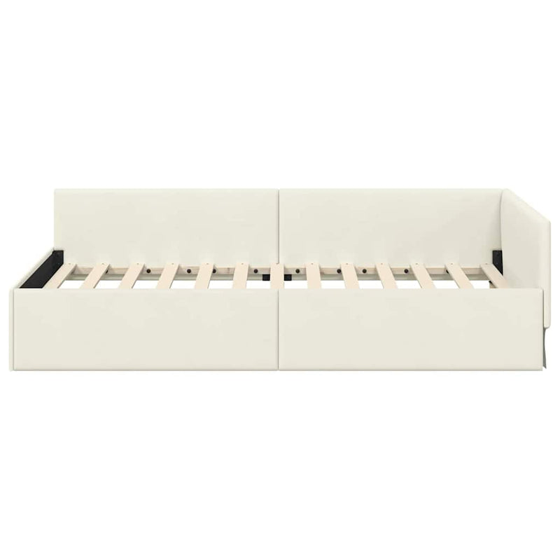 vidaXL Sarokágy keret fejtámlával Krém 90 x 190 cm Velúr és műnyír