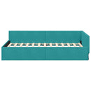 vidaXL Sarokágy keret fejtámlával Türkiz 90 cm x 190 cm Bársony